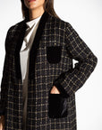 CHECKERED TWEED WITH BLACK VELVET WINTER ABAYA