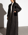 CHECKERED TWEED WITH BLACK VELVET WINTER ABAYA