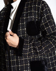 CHECKERED TWEED WITH BLACK VELVET WINTER ABAYA