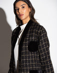 CHECKERED TWEED WITH BLACK VELVET WINTER ABAYA