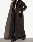 CHECKERED TWEED WITH BLACK VELVET COLLAR WINTER ABAYA