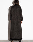 CHECKERED TWEED WITH BLACK VELVET COLLAR WINTER ABAYA