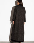 CHECKERED TWEED WITH BLACK VELVET COLLAR WINTER ABAYA