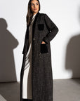 CHECKERED TWEED WITH BLACK VELVET COLLAR WINTER ABAYA