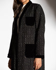 CHECKERED TWEED WITH BLACK VELVET COLLAR WINTER ABAYA