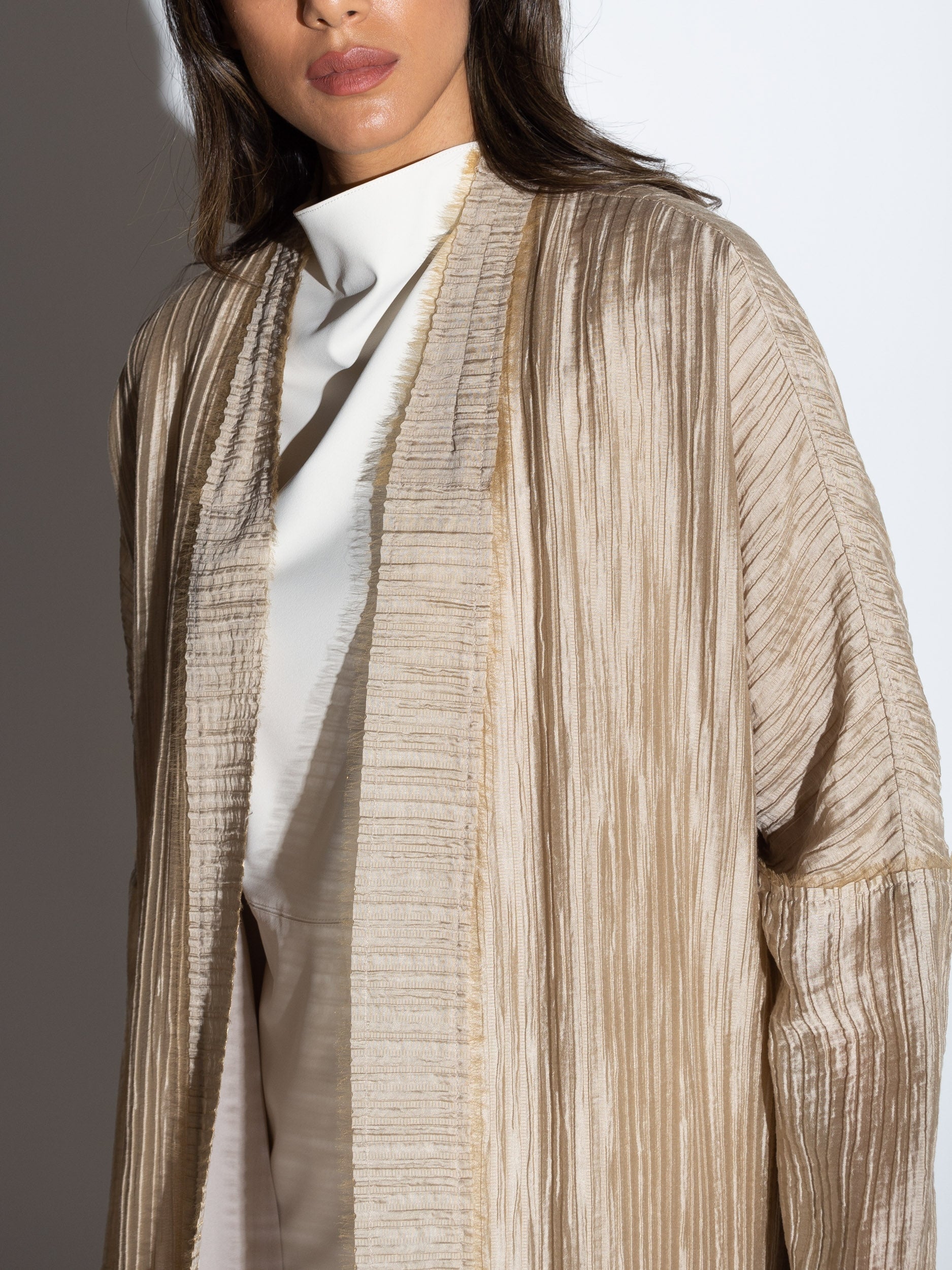 Textured Loose Cut Golden Abaya