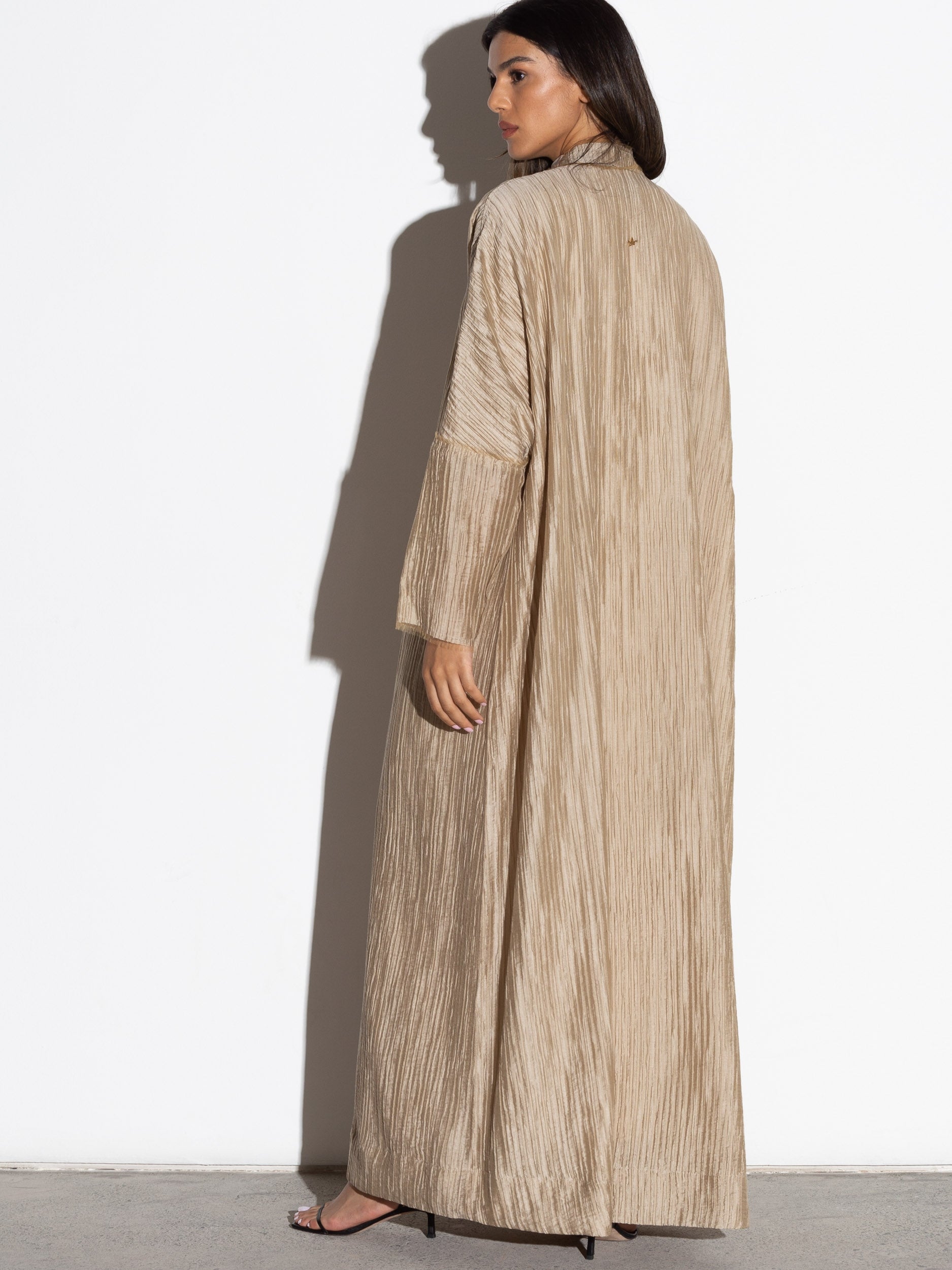 Textured Loose Cut Golden Abaya