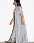 Textured Loose Cut Light Gray Abaya