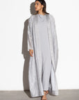 Textured Loose Cut Light Gray Abaya