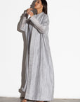 Textured Loose Cut Light Gray Abaya