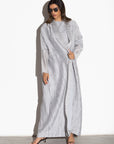 Textured Loose Cut Light Gray Abaya