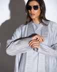 Textured Loose Cut Light Gray Abaya