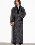 Winter Navy Blue Tweed Metallic Abaya