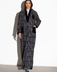 Winter Navy Blue Tweed Metallic Abaya