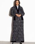 Winter Navy Blue Tweed Metallic Abaya