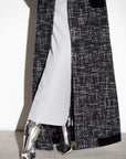 Winter Navy Blue Tweed Metallic Abaya