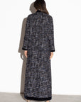 Winter Navy Blue Tweed Metallic Abaya