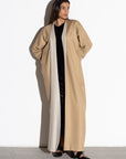 WINTER REVERSIBLE ABAYA IN CARAMEL-IVORY