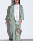 Hand Painted Colour kimono in Mint Green