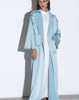 Trench Abaya in Polished Aqua Blue