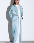 Trench Abaya in Polished Aqua Blue