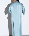 Trench Abaya in Polished Aqua Blue