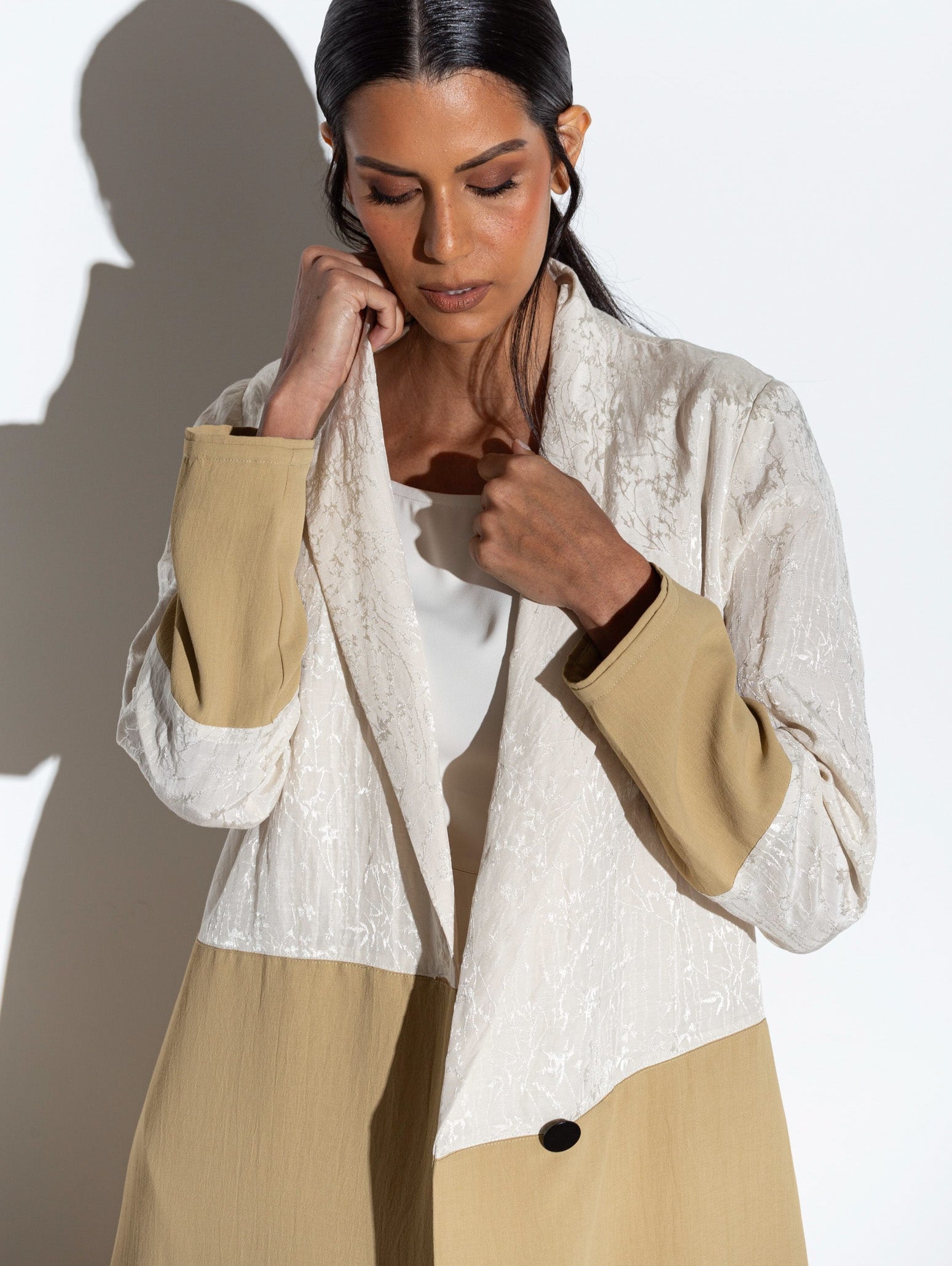 Ivory Mustard Abaya