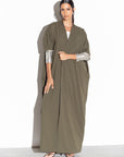 Forest Green Abaya with Metallic Sleeves