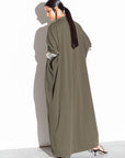 Forest Green Abaya with Metallic Sleeves