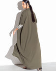 Forest Green Abaya with Metallic Sleeves