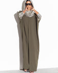 Forest Green Abaya with Metallic Sleeves