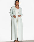 Linen Abaya in Mint Green with White Organza