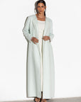 Linen Abaya in Mint Green with White Organza RTW