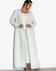 Linen Abaya in Mint Green with White Organza