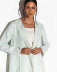 Linen Abaya in Mint Green with White Organza