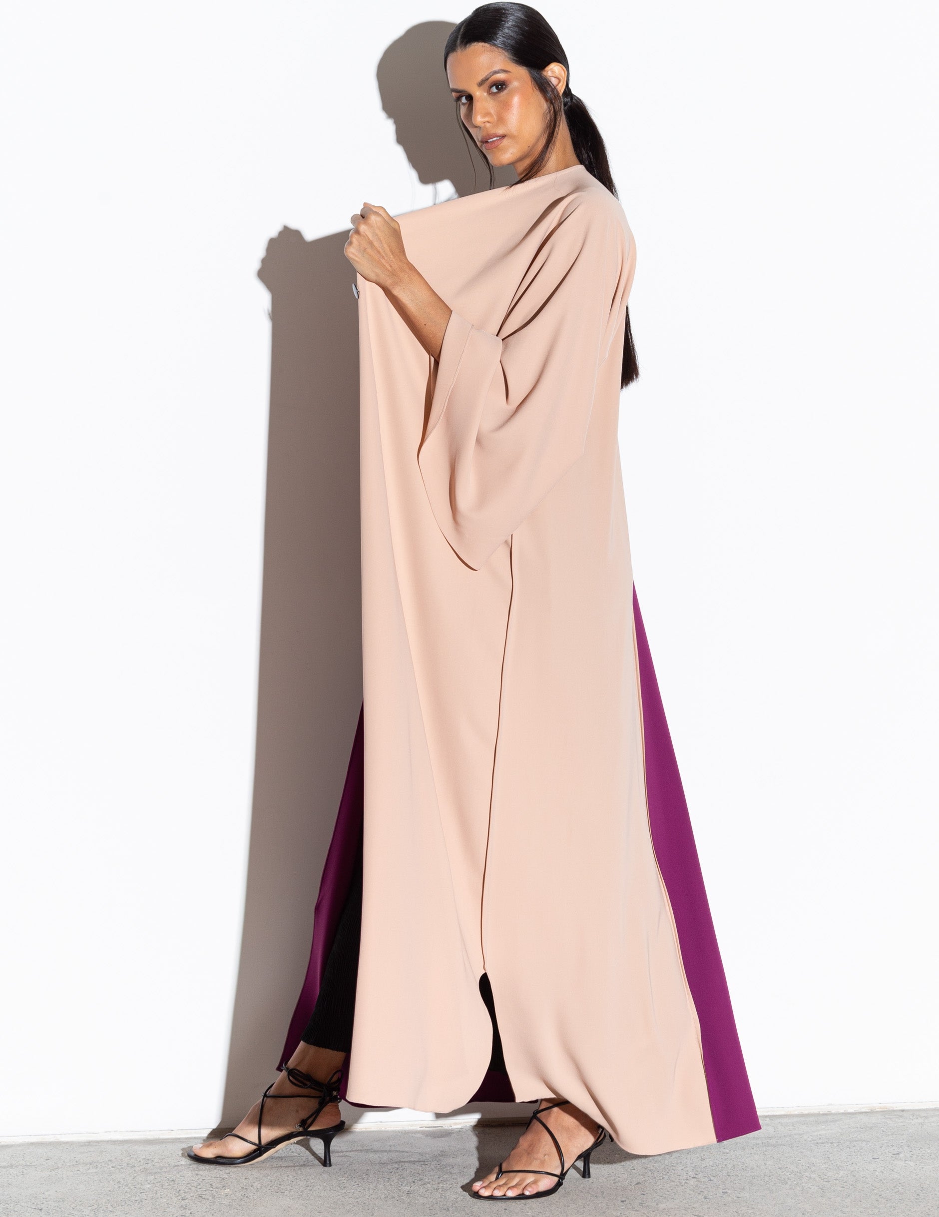 Two Sided Abaya in Fuschia Nude