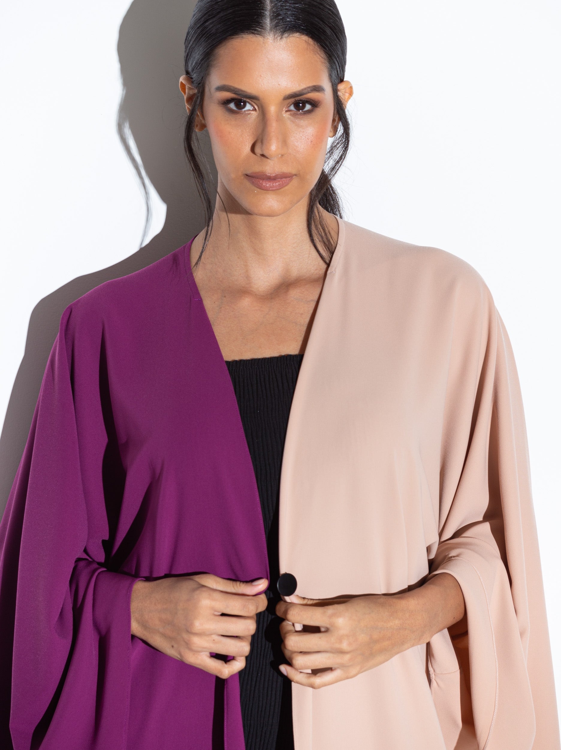 Two Sided Abaya in Fuschia Nude