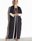 Black and Ivory Sleeve Abaya