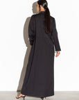 Black Jacket Abaya with Ivory Collar