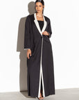 Black Jacket Abaya with Ivory Collar