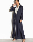 Blue Jacket Abaya with Ivory Collar