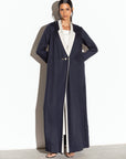 Blue Jacket Abaya with Ivory Collar