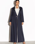 Blue Jacket Abaya with Ivory Collar