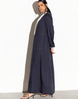 Blue Jacket Abaya with Ivory Collar