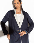 Blue Jacket Abaya with Ivory Collar