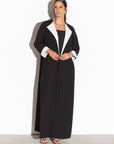 BLACK AND WHITE COLLAR ABAYA