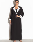 BLACK AND WHITE COLLAR ABAYA