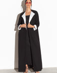 BLACK AND WHITE COLLAR ABAYA