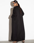 Black Trench Pattern Abaya