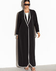 Black Pinstripe Abaya with White Detailing